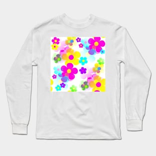 60's Retro Mod Small Flowers Multicolor Pop Art Long Sleeve T-Shirt